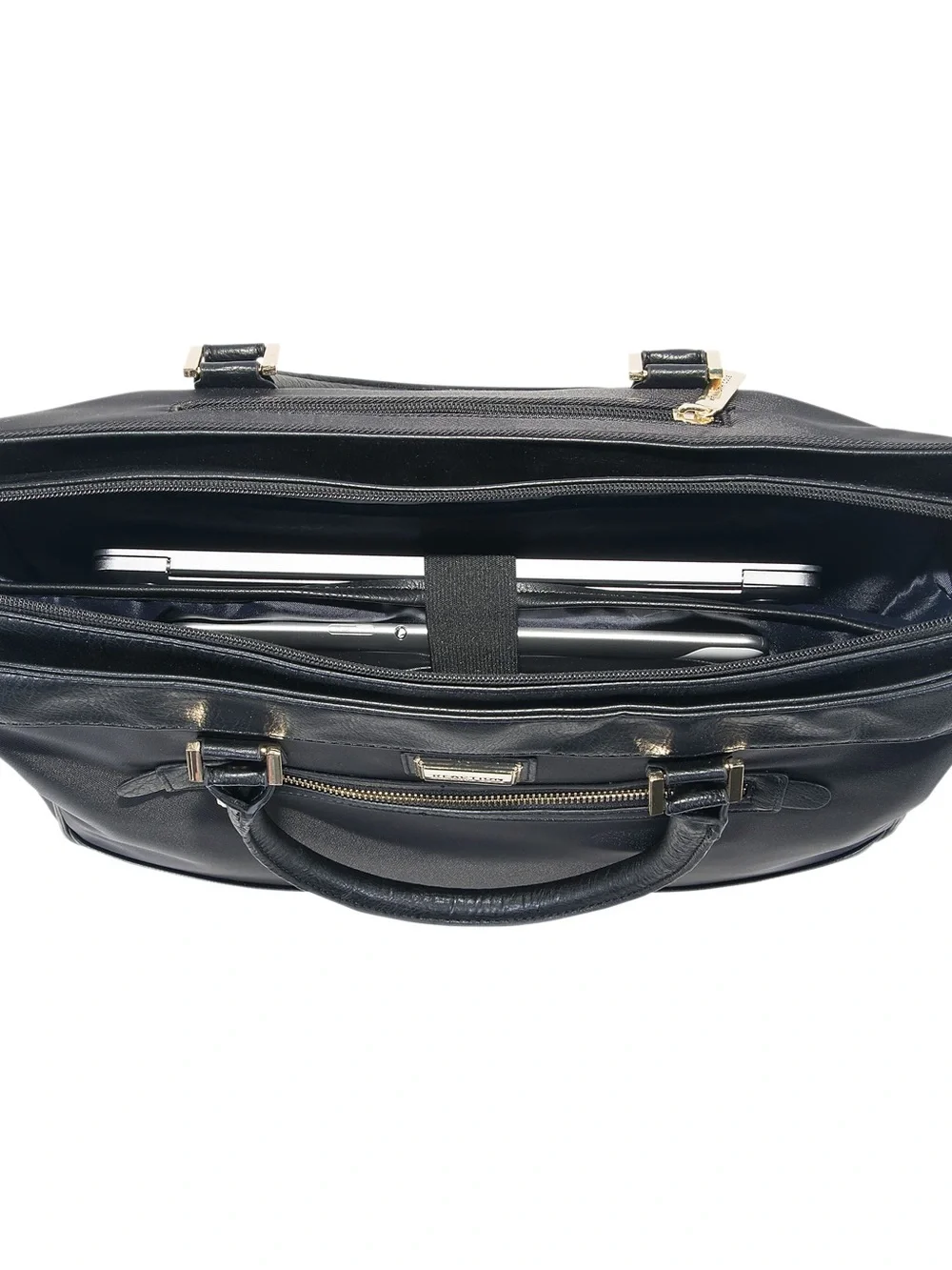 Kenneth Cole Black Laptop Tote with Gold Hardware